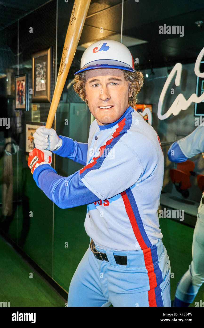 MONTREAL, KANADA - 23. SEPTEMBER 2018: Gary Carter American Professional baseball Catcher. Wachsfigurenkabinett Musée Grévin in Montreal, Quebec, Kanada Stockfoto