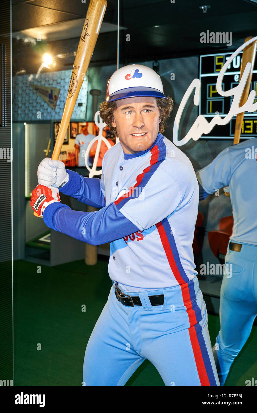 MONTREAL, KANADA - 23. SEPTEMBER 2018: Gary Carter American Professional baseball Catcher. Wachsfigurenkabinett Musée Grévin in Montreal, Quebec, Kanada Stockfoto