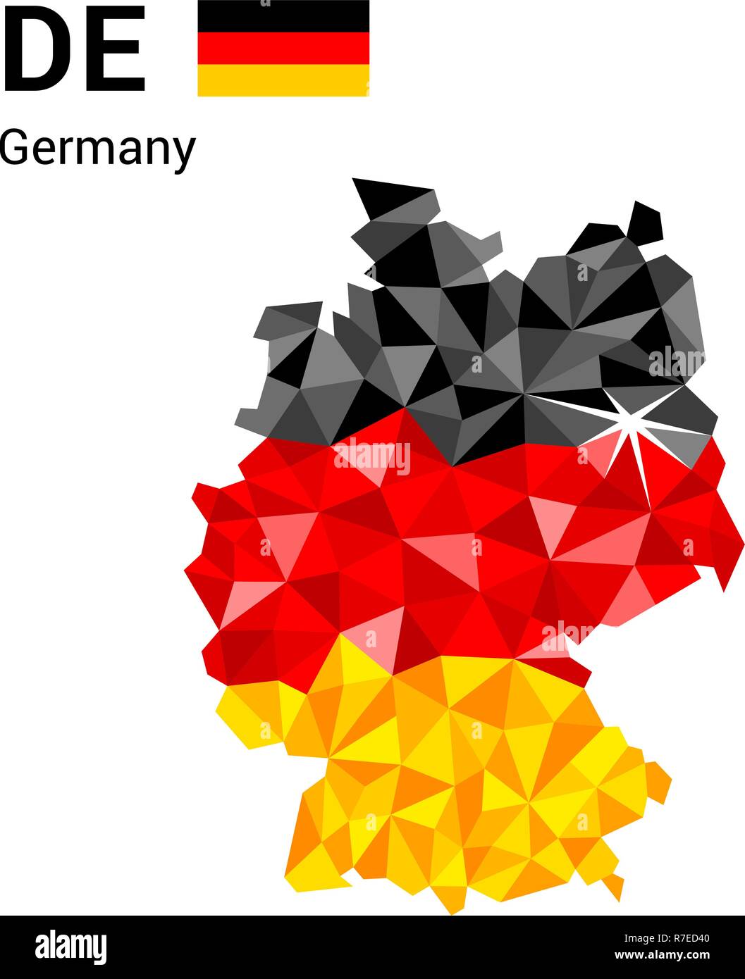 Deutschland Fahne Karte in polygonalen geometrischen Stil. Stock Vektor
