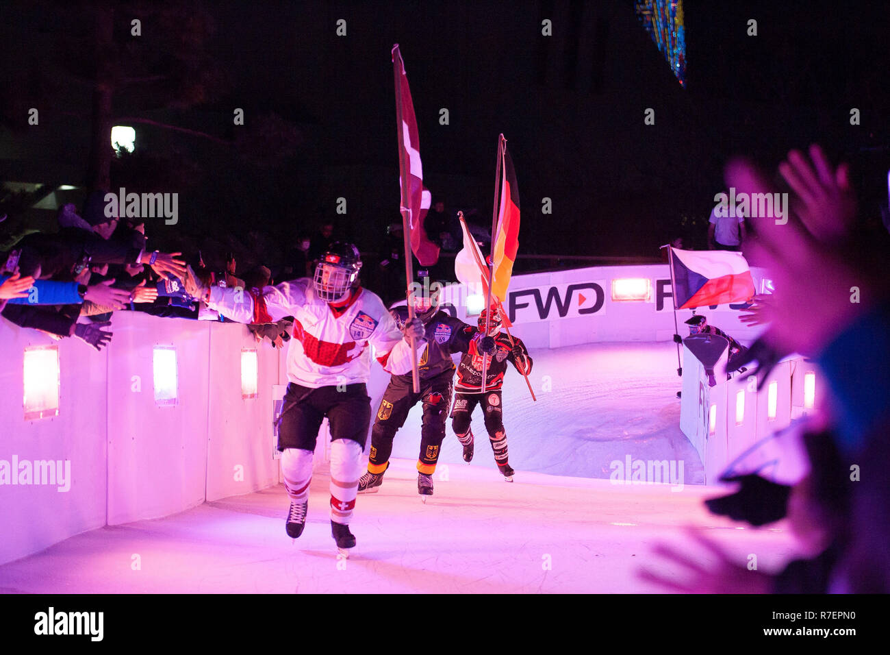 2018/12/08 Yokohama, zum ersten Mal Red Bull Crashed Ice Yokohama 2018 hatte sein Debüt in Japan. (Fotos von Michael Steinebach/LBA) Stockfoto