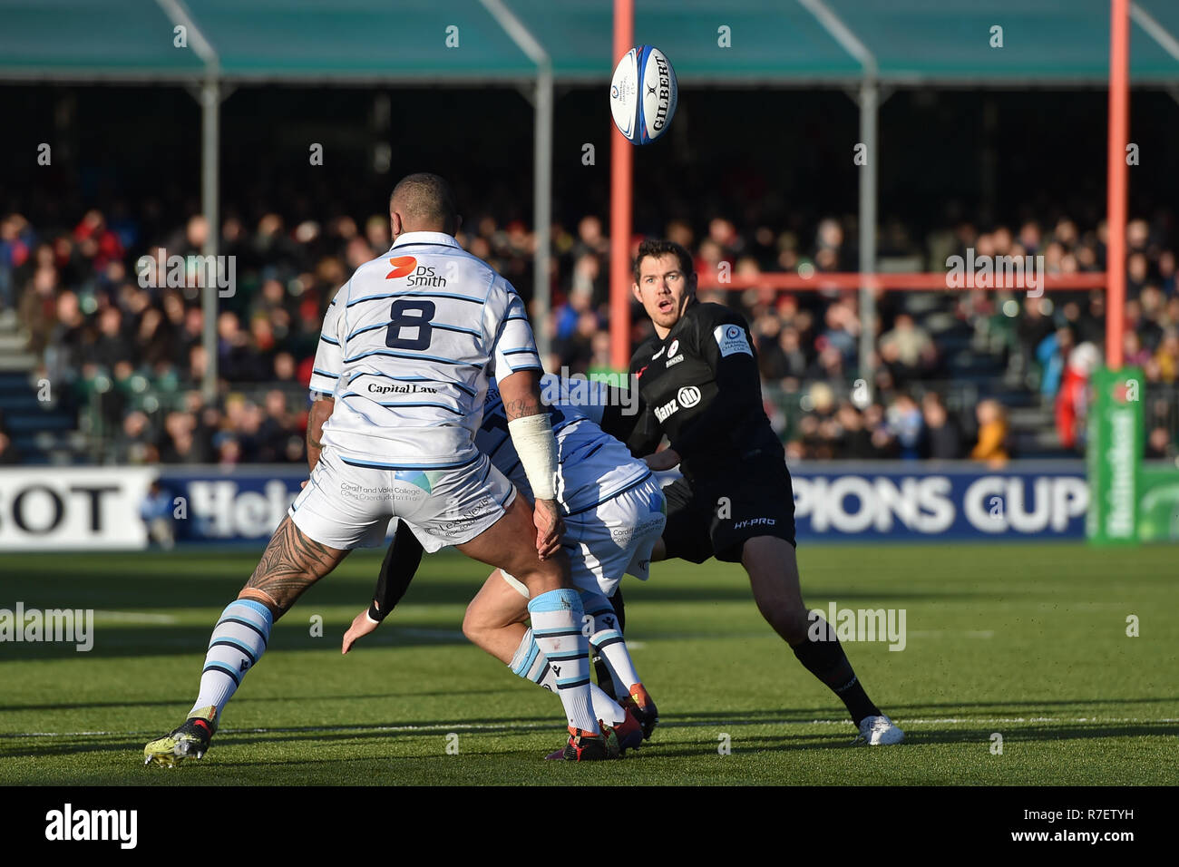 Der sarazenen Alex Goode in Aktion während der europäischen Champions Cup Match zwischen Sarazenen und Cardiff Blau bei der Allianz Park am Sonntag, 09. Dezember 2018. LONDON ENGLAND. (Nur redaktionelle Nutzung, eine Lizenz für die gewerbliche Nutzung erforderlich. Keine Verwendung in Wetten, Spiele oder einer einzelnen Verein/Liga/player Veröffentlichungen). Stockfoto