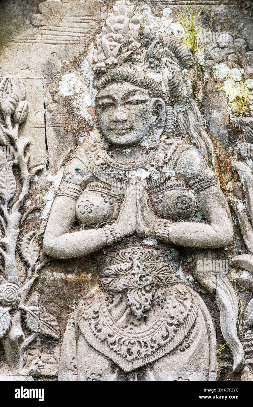 Flachrelief, Pura Luhur Batukaru Tempel, Bali, Indonesien Stockfoto