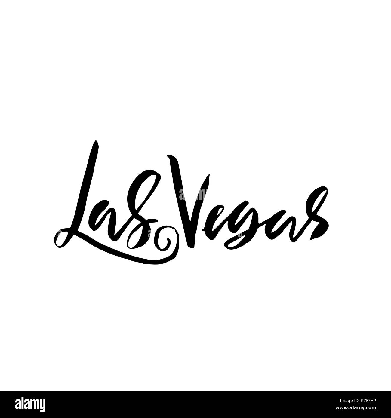 Las Vegas, USA. Typografie trockenen Pinsel Schriftzug Design. Hand gezeichnet Kalligraphie Poster. Vector Illustration. Stock Vektor