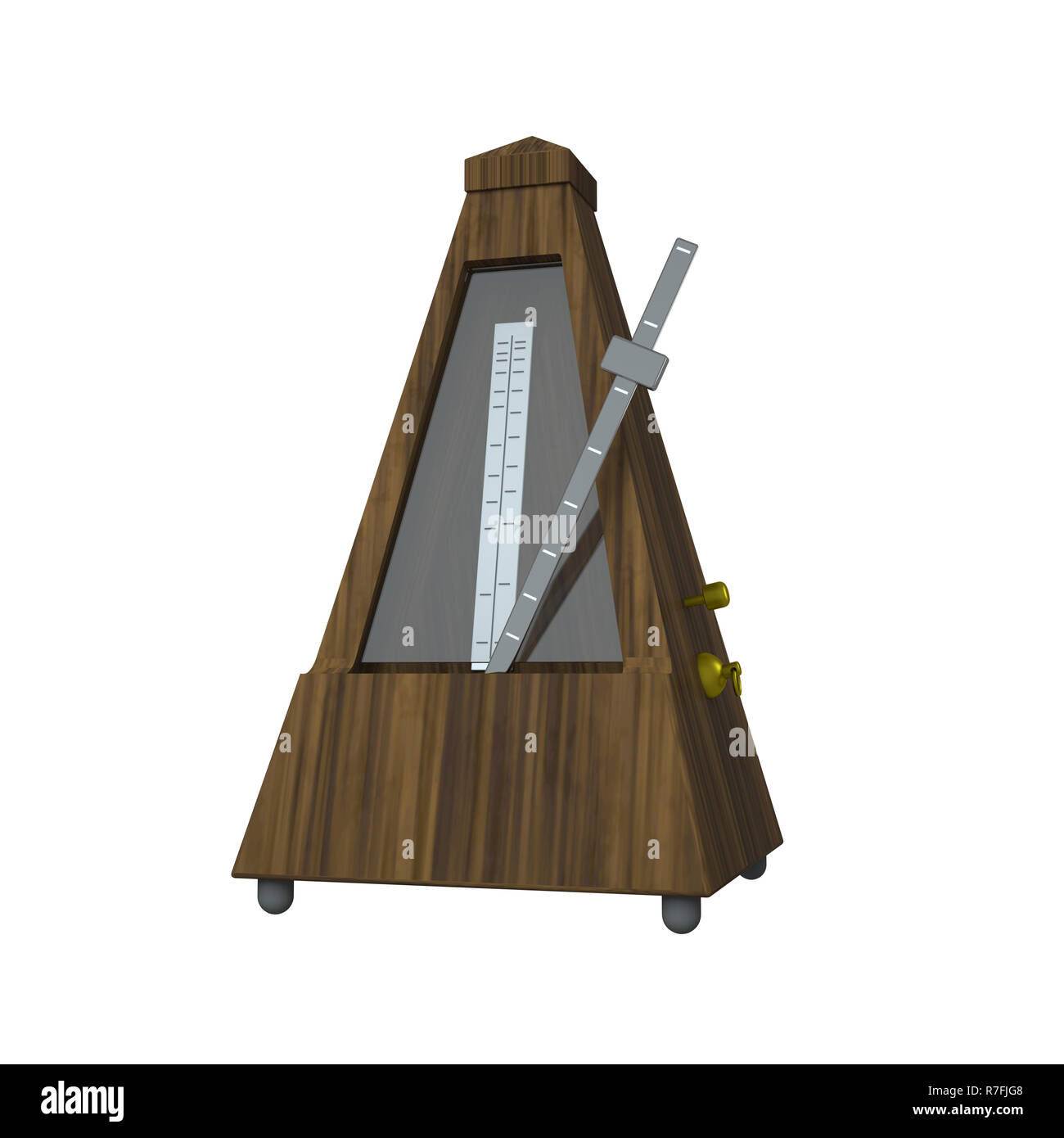 3D Rendering illustration Metronom auf weißem Hintergrund. Stockfoto