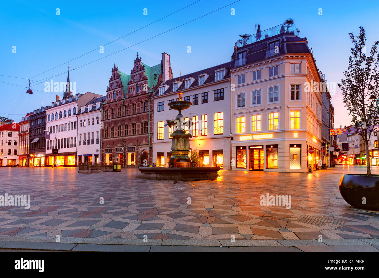 Stroget Street, Amagertorv, Kopenhagen, Dänemark Stockfoto