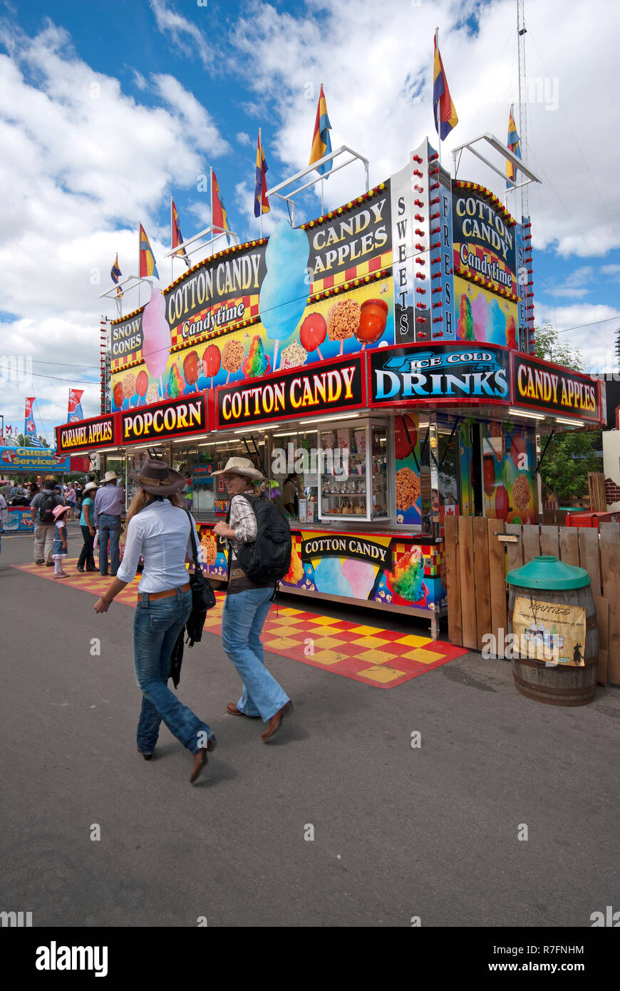 Essen und Trinken Kioske an Stampede Park während der Calgary Stampede Show, Calgary, Alberta, Kanada Stockfoto