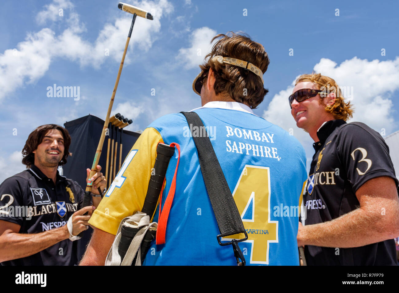 Miami Beach, Florida, Polo-WM-Spiele, Sport, Turnier, Reitveranstaltung, Sandplatz, Männer Erwachsene Männer, Spieler, Nacho Figueras, Schläger, Bombay Stockfoto