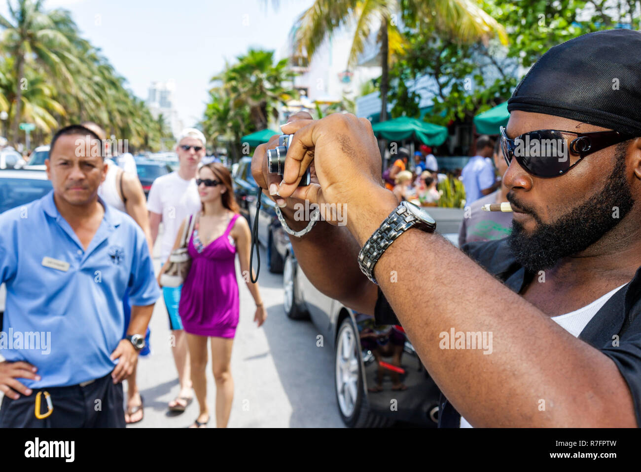 Miami Beach Florida, Ocean Drive, Lummus Park, Urban Beach Week, Memorial Day Wochenende, Hip-Hop-Kultur, Schwarzschwarze Afrikaner, lateinamerikanisches Latino Stockfoto