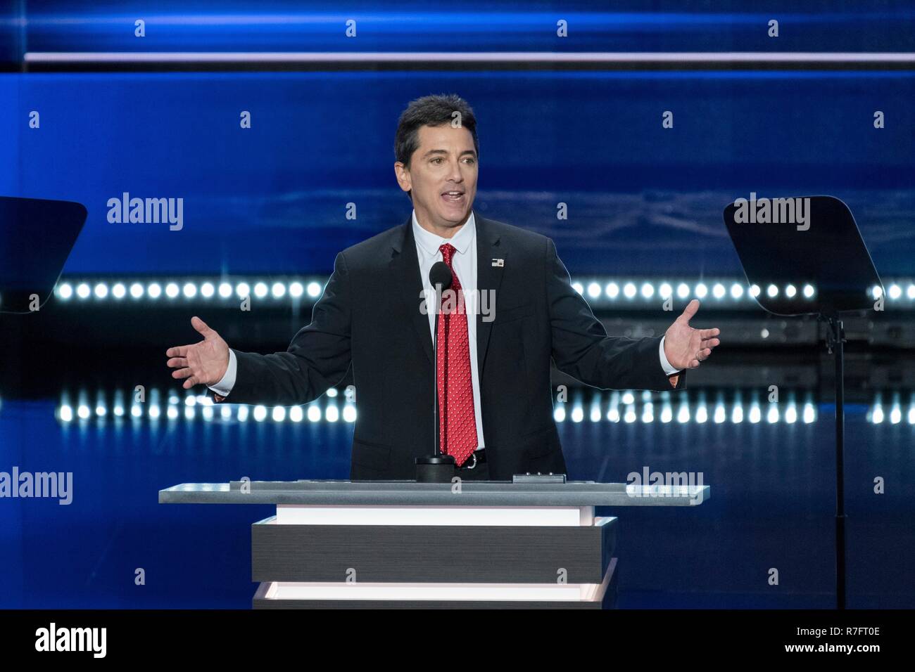 Schauspieler Scott Baio Adressen am ersten Tag der Republican National Convention in der Quicken Loans Zentrum am 18. Juli in Cleveland, Ohio 2016. Stockfoto