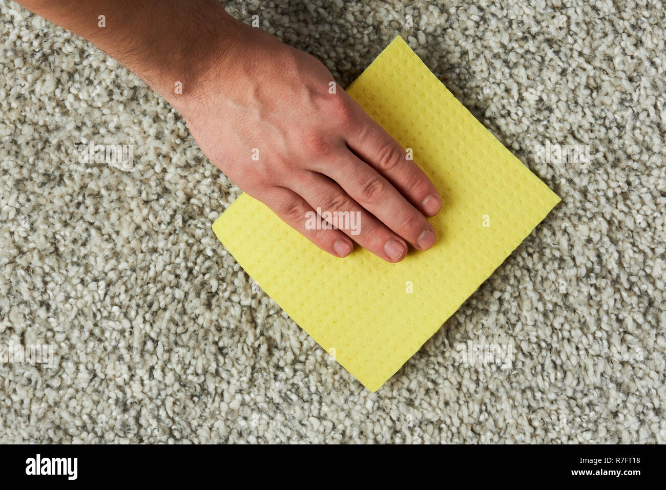 Waschen Teppich von schmutzigen Ort von Wein. Reinigung, Service Stockfoto