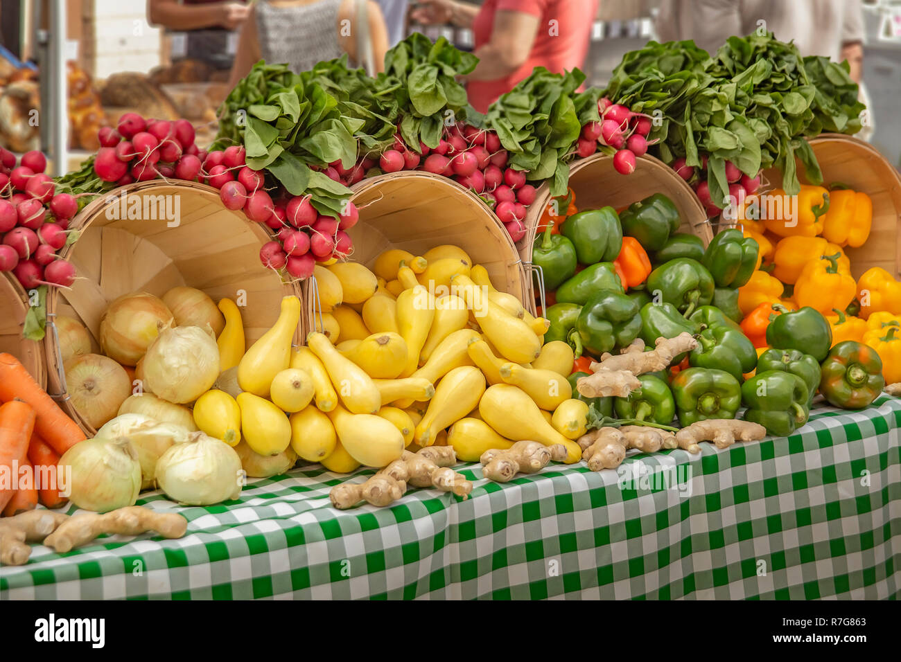 Auf dem Bauernmarkt wird eine Verity von biologisch angebautem Gemüse finden. Nachbarschaft Leute shop der Grüne Markt jeden Samstag. Stockfoto