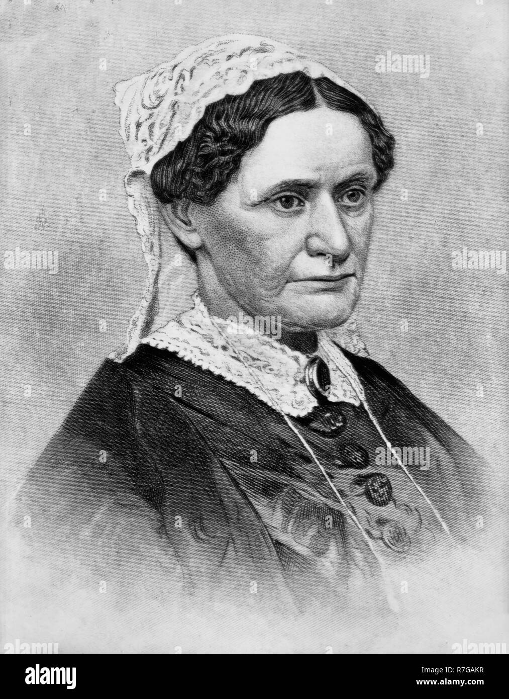 Eliza McCardle Johnson (4. Oktober 1810 - firstJanuary 15, 1876) war die First Lady der Vereinigten Staaten, die zweite Dame der Vereinigten Staaten, und die Frau von Andrew Johnson, der 17. Präsident der Vereinigten Staaten. Stockfoto