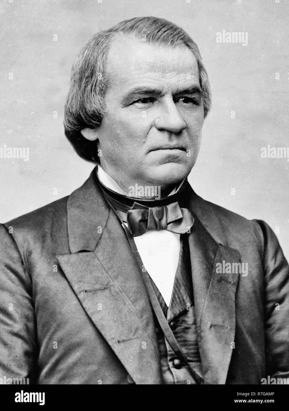 Präsident Andrew Johnson Foto portrait Kopf und Schultern, um 1870 Stockfoto