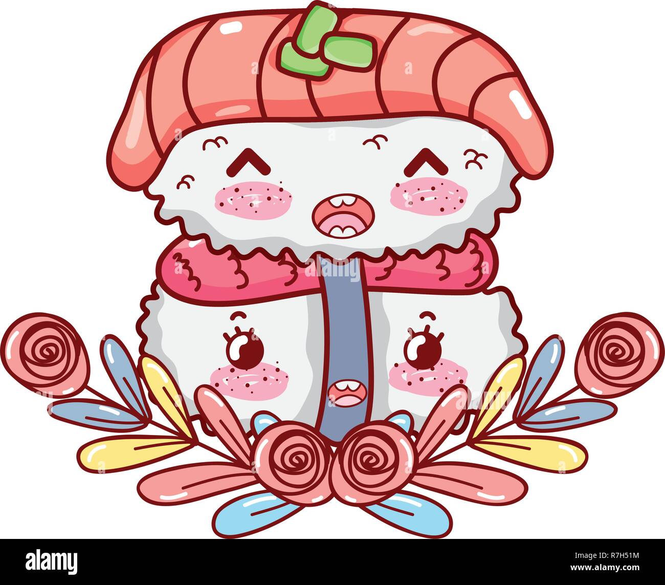 Sushi kawaii Cartoon Stock Vektor