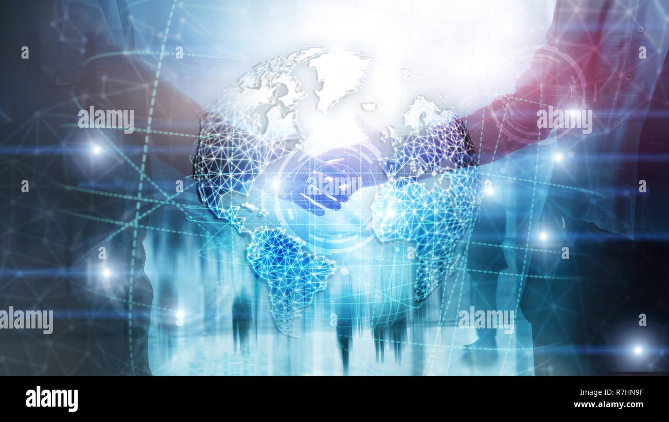 3D Erde hologramm Globe Global Business und Telekommunikation Stockfoto