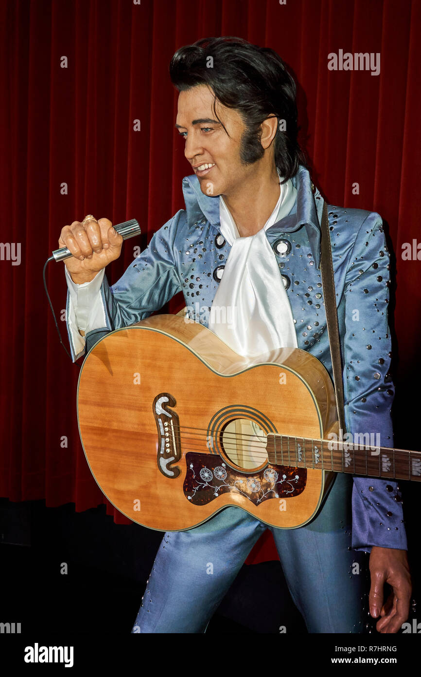 MONTREAL, KANADA - 23. SEPTEMBER 2018: Elvis Aaron Presley-amerikanischen Sänger und Schauspieler. Wachsfigurenkabinett Musée Grévin in Montreal, Quebec, Kanada Stockfoto