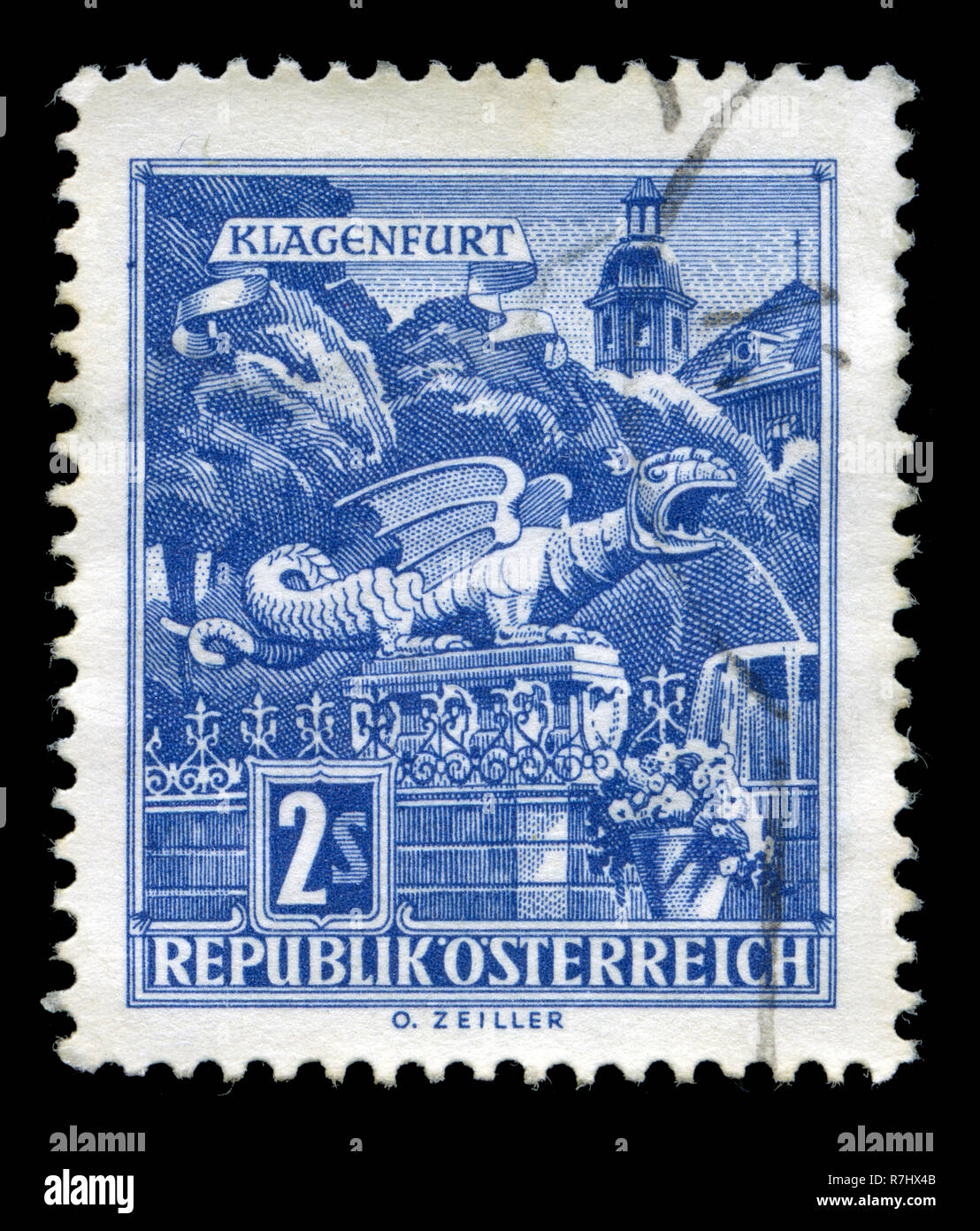 Briefmarke aus Österreich in den Gebäuden der Serie 1968 ausgestellt Stockfoto