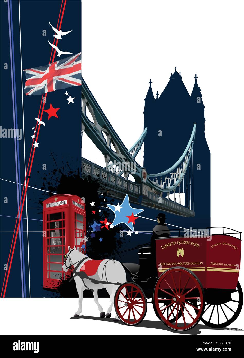 Abdeckung für Broschüre mit London Bilder. Vektor-illustration Stock Vektor