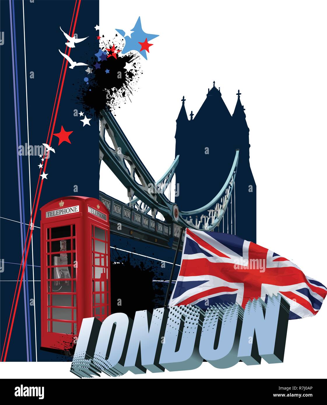 Abdeckung für Broschüre mit London Bilder. Vektor-illustration Stock Vektor