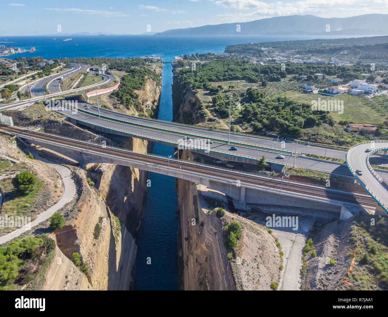 Kanal von Korinth anschließen Ägäischen und Ionischen Meer Stockfoto