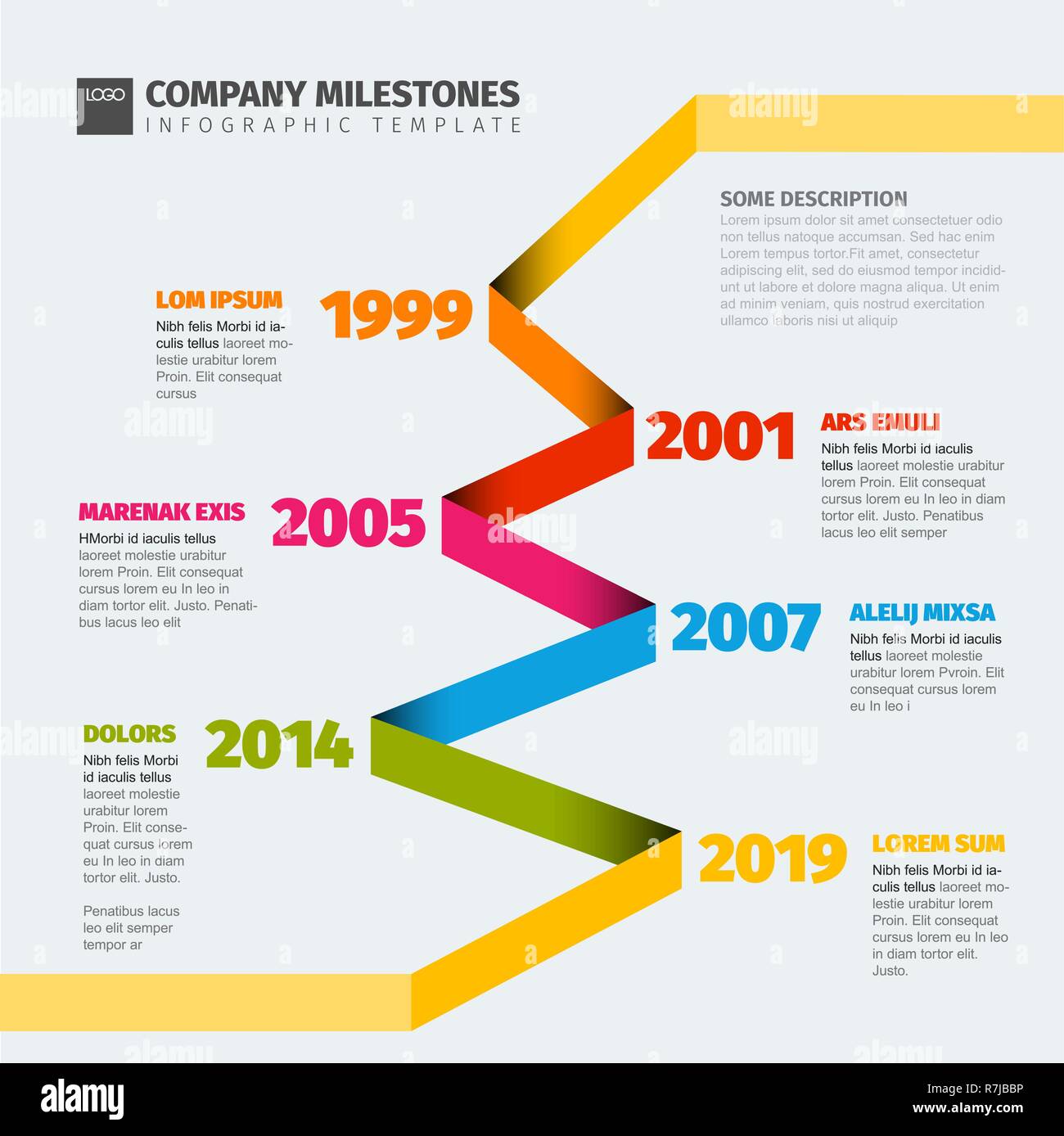 Vektor Infografik timeline Berichtvorlage mit die größten Meilensteine Stock Vektor