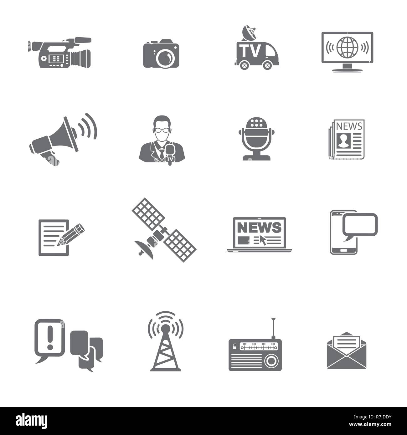 Medien und Nachrichten Icons einstellen Stock Vektor