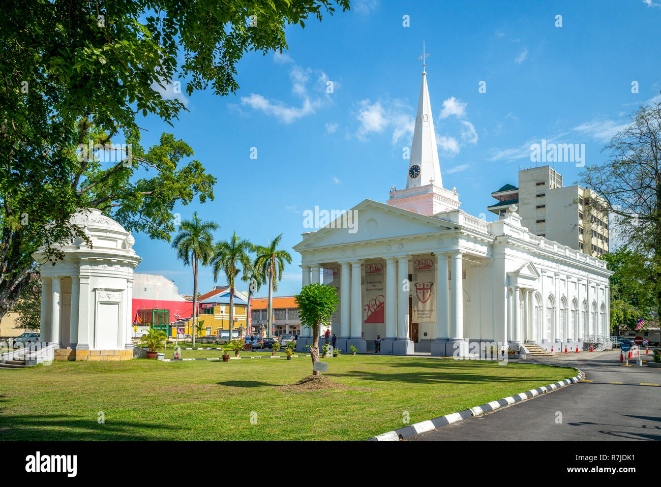 Penang, Malaysia - 18. August 2018: St. George's Kirche ist ein aus dem 19. Jahrhundert anglikanische Kirche in der Stadt George Town Stockfoto