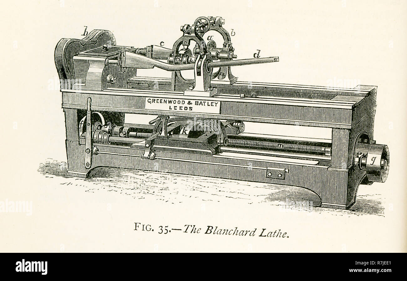 Diese Abbildung Stammt Aus Dem Jahr 1870 Und Stellt Einen Blanchard  Drehbank, Sehr Elegant Von Den Herren Greenwood Und Batley, Von Leeds  Gebaut. Der Erste Offensichtliche Unterschied Zwischen Einem Normalen  Drehbank Und