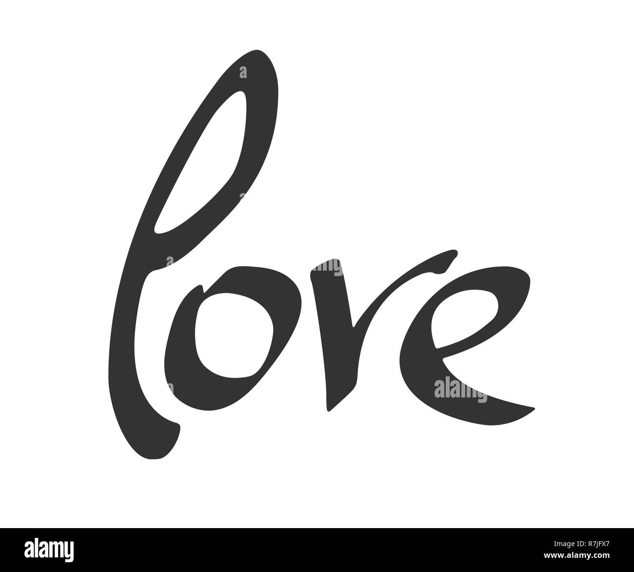 Hand Made Schrift Wort Liebe. Phrase für den Valentinstag. Hand gezeichnet. Positive Zitat. Auf weissem Hintergrund. Vector Illustration. Stock Vektor