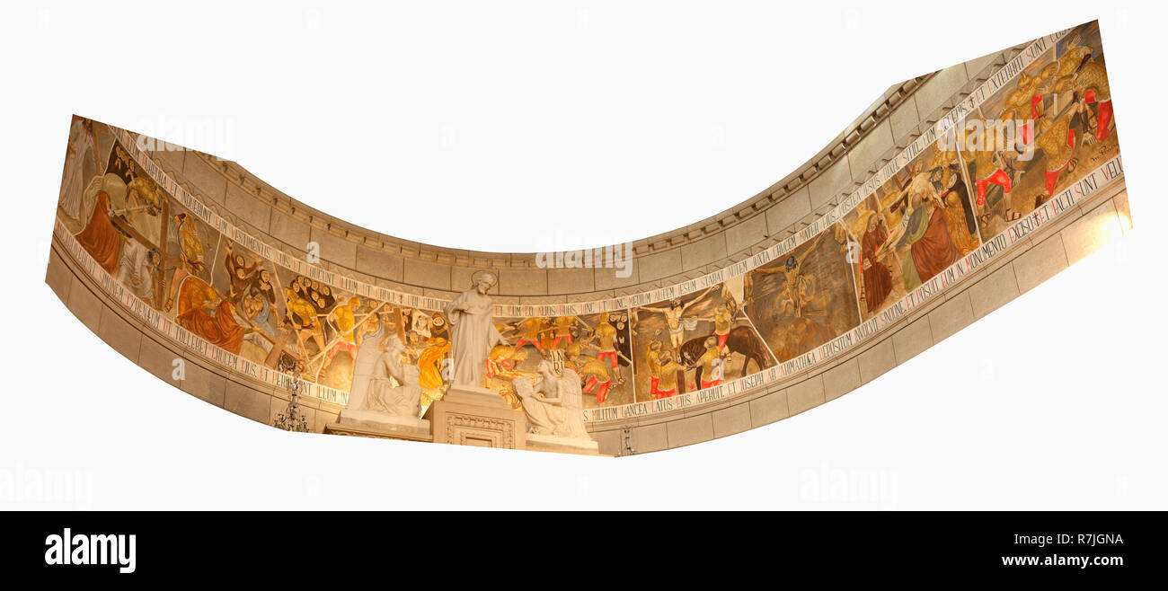 Gemälde hinter dem Altar und unter der Kuppel der Basilika von Monte de Santa Luzia in Viana do Castelo, in der Nähe von Porto in Portugal, die die Stockfoto