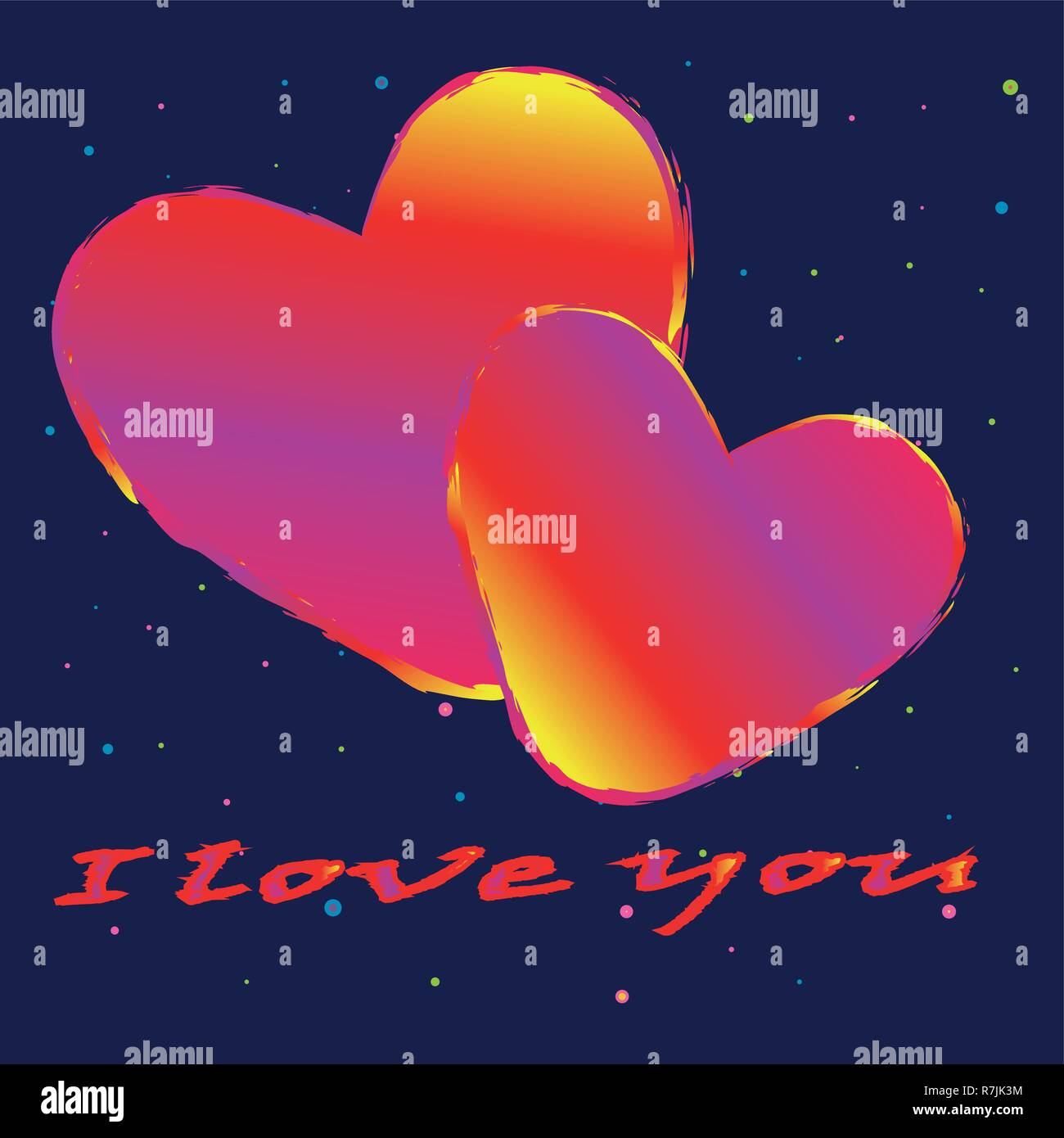 Happy Valentines Tag Ich Liebe Dich Bunte Herzen Auf Schwarzem Hintergrund Vektor Stock Vektorgrafik Alamy
