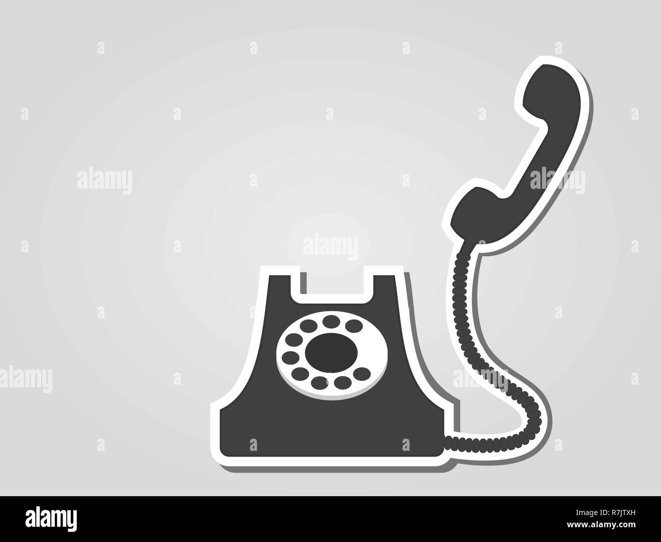Retro Telefon auf dem grauen Hintergrund. Anruf Konzept. Vector Illustration, Flachbild Aufkleber Stil. Stock Vektor