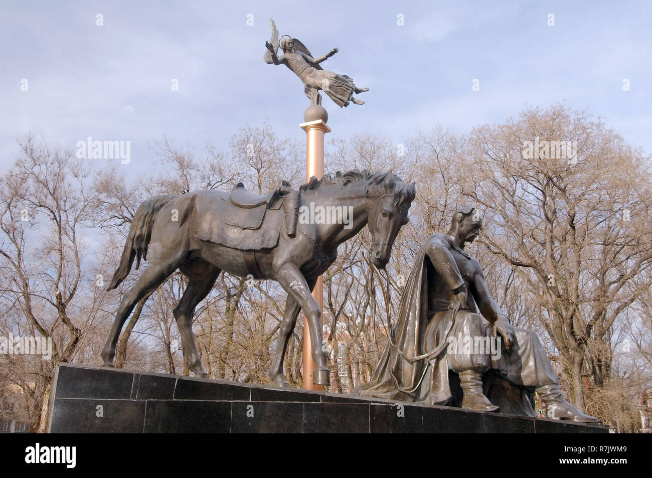 Bronzene Denkmal für Anton Golovaty oder Antin Holovaty, ein Zaporozhian Kosakenführer, Odessa, Odessa, Ukraine Stockfoto