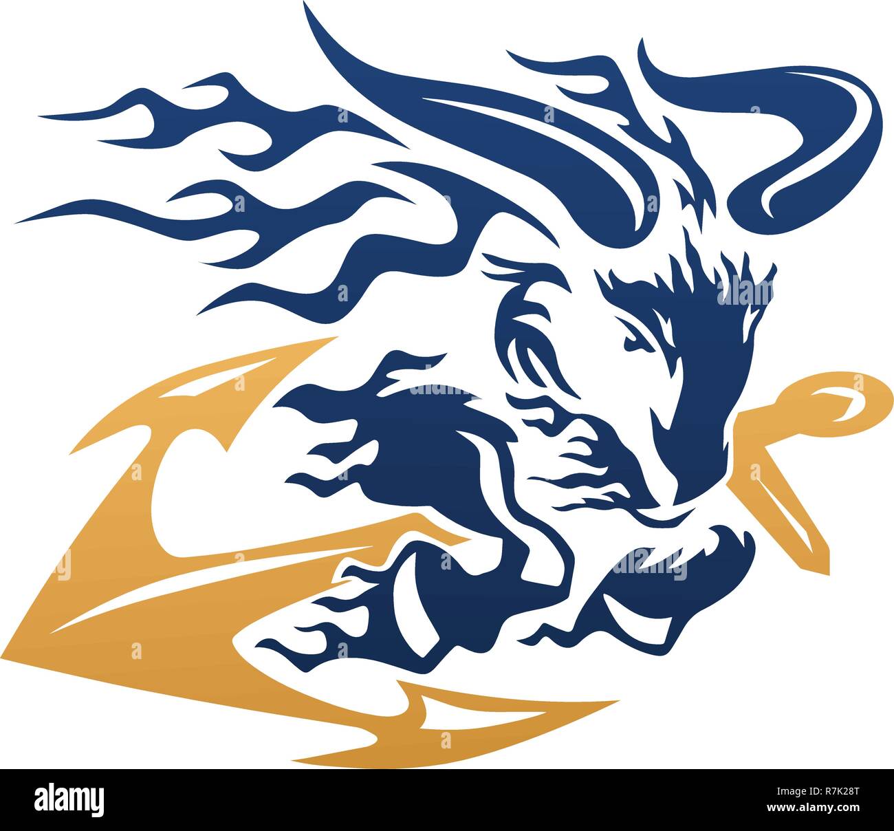 Ziege Ram mit Schiffen Anker Vector Illustration Stock Vektor