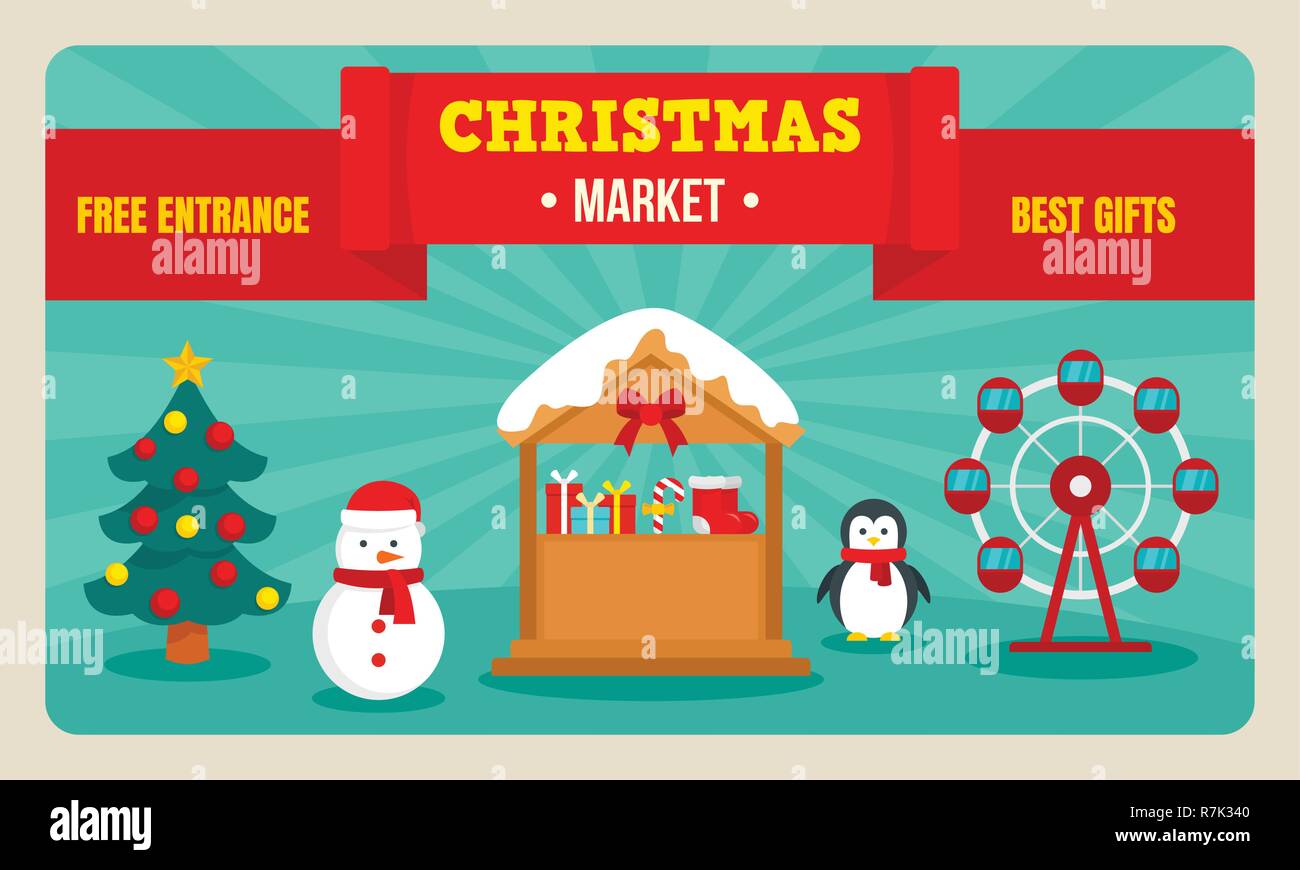 Weihnachtsmarkt Banner. Flache Darstellung der Weihnachtsmarkt vektor Banner  für Web Design Stock-Vektorgrafik - Alamy