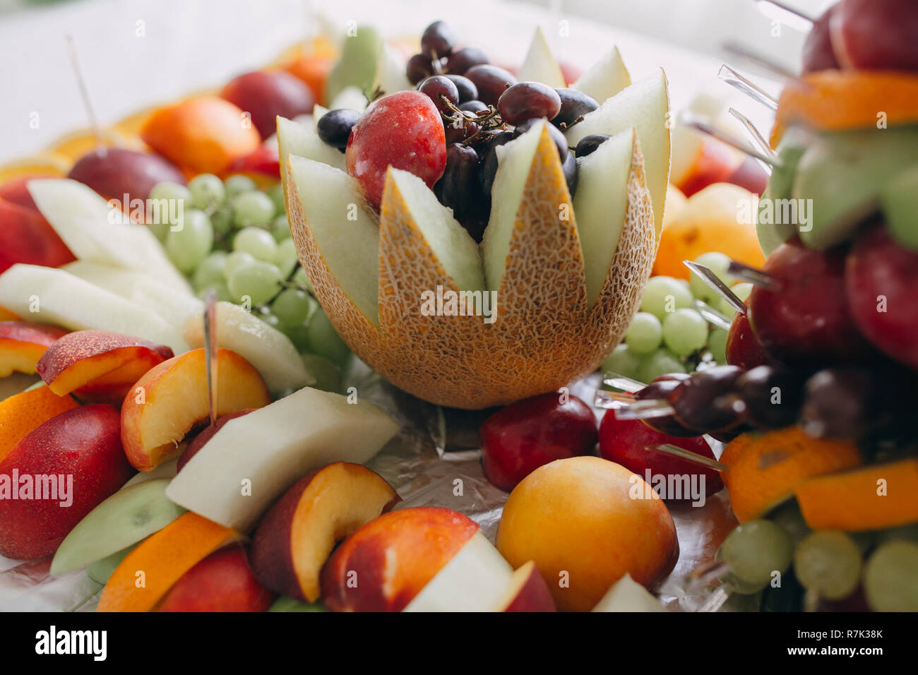 Tolle Einrichtung Hochzeit Buffet Restaurant, das schmackhafte sieht Stockfoto