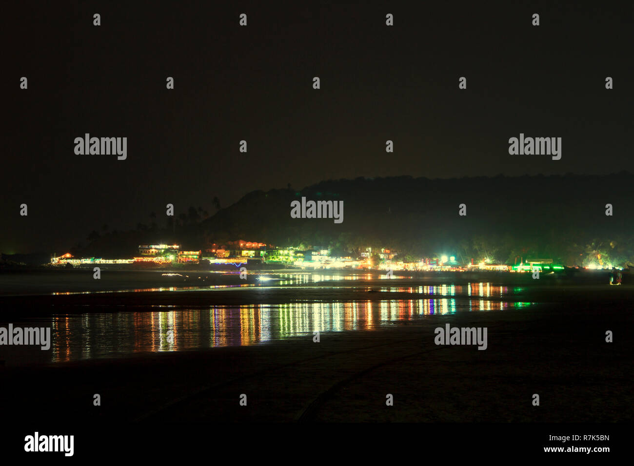 Arambol Dorf in Goa an tiefe Nacht Stockfoto