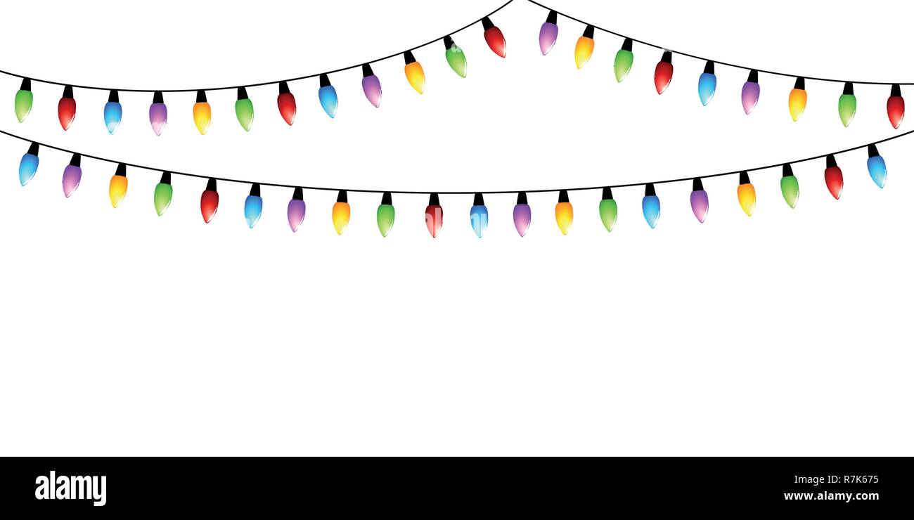 Bunte weihnachten Lichterketten auf weißem Hintergrund Vektor-illustration EPS 10 isoliert Stock-Vektorgrafik