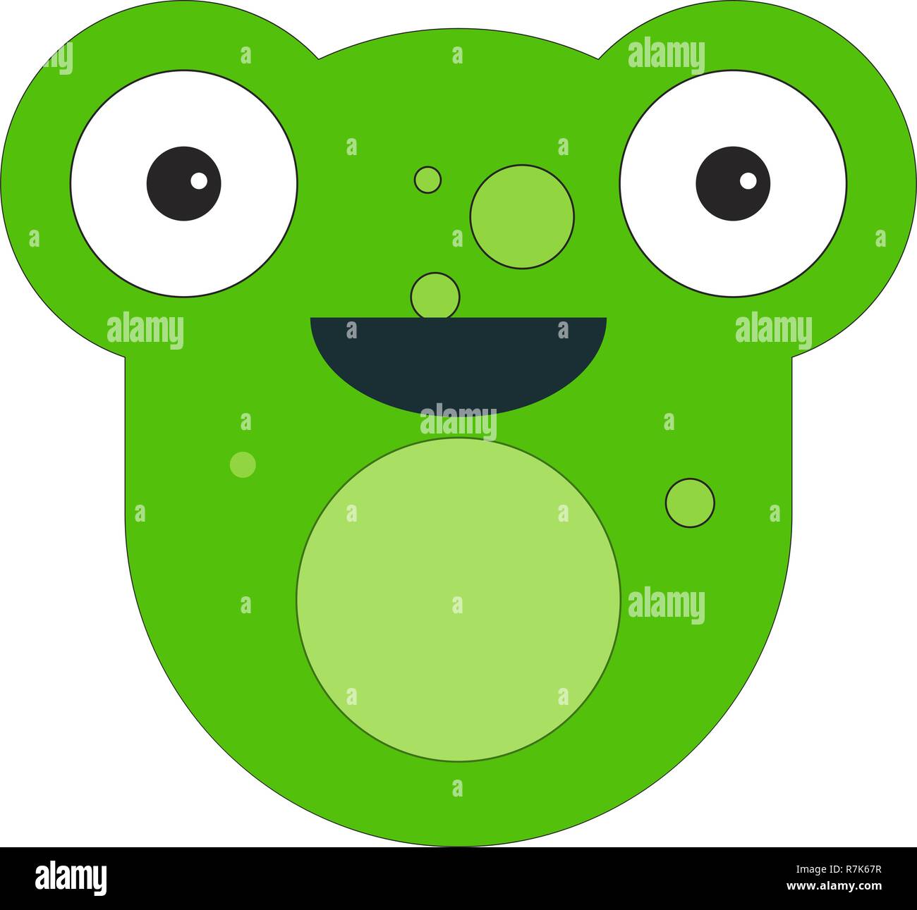 Frosch Gesicht in Cartoon Flat Style. Vector Illustration auf weißem Hintergrund. Stock Vektor
