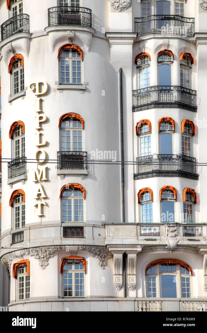 STOCKHOLM, Schweden - Mai 04.2013: Die Fassade des renommierten Teure städtische Hotel Diplomat Stockfoto