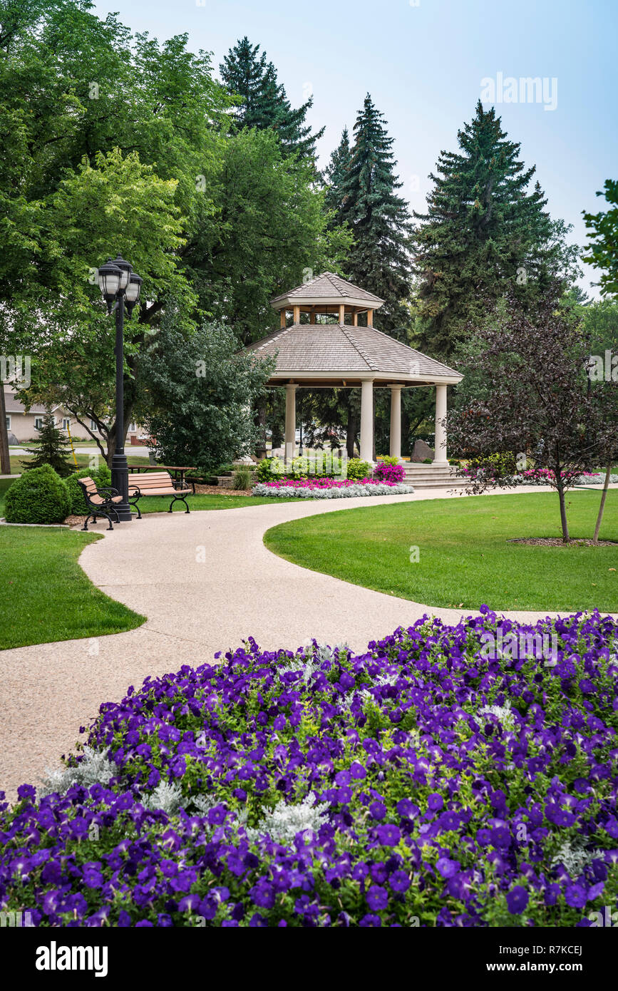 Ein Picknick Schutz im Bethel Heritage Park in Winkler, Manitoba, Kanada. Stockfoto