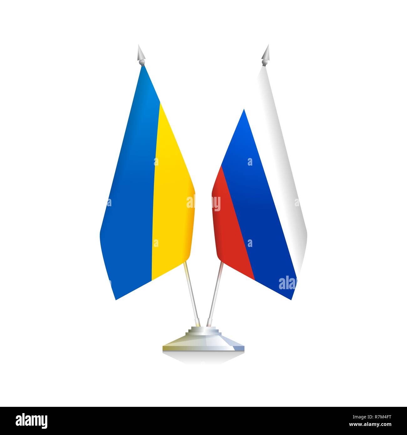 Flaggen der Ukraine und Russland Stock Vektor