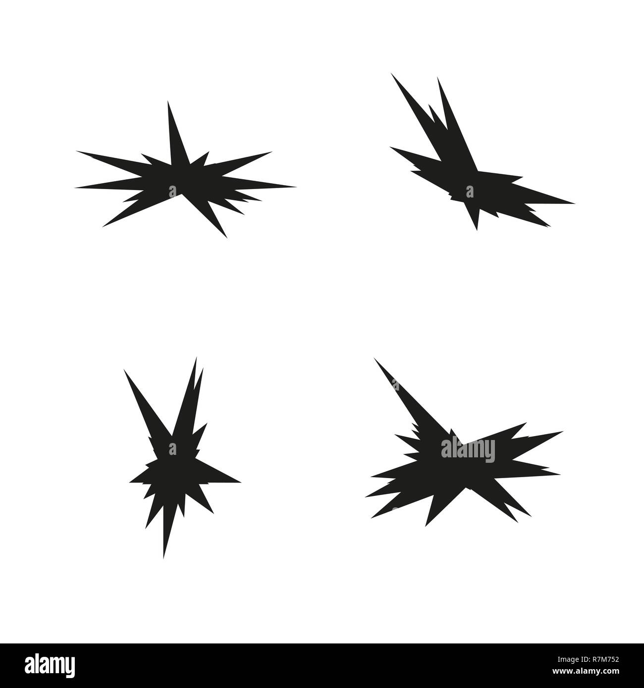Satz von Explosion Symbole auf dem weißen Hintergrund. Vector Illustration Stock Vektor