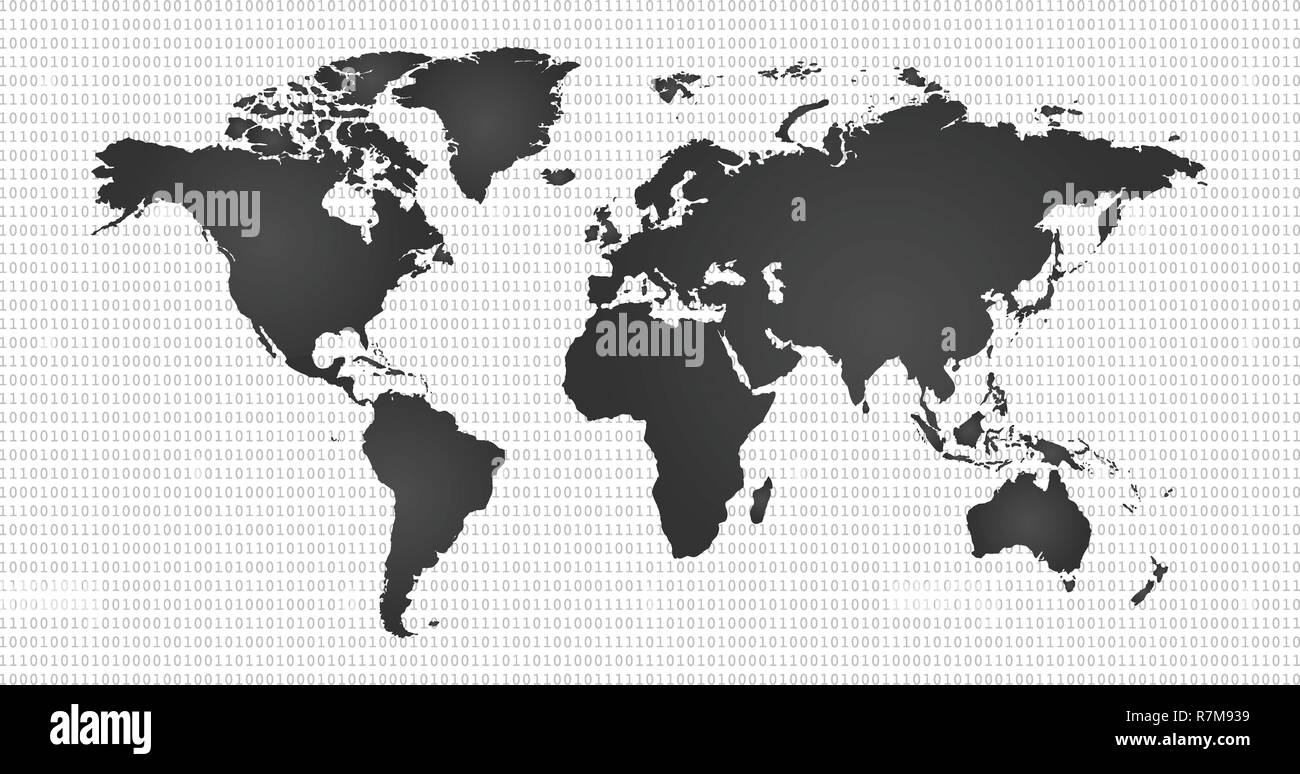 Digitale vector Hintergrund mit Weltkarte, Informationen Welt, Internet-Sicherheit, binären Technik Konzept. Stock Vektor