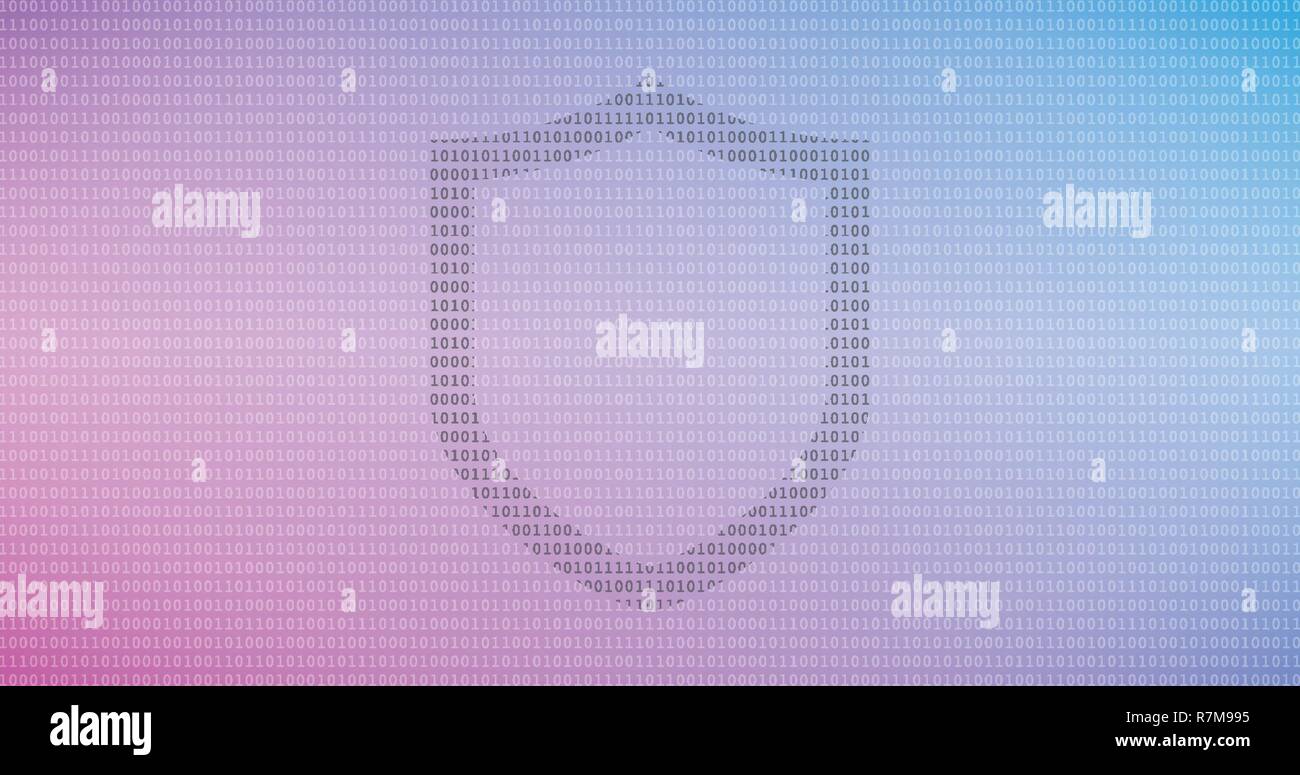 Internet Technologie Cyber Security daten Konzept mit binären Ziffern und bunten Hintergrund Schild. Stock Vektor