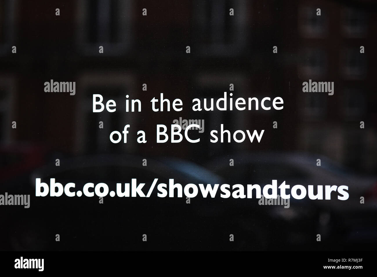 Im Publikum eines BBC-Show anmelden bei British Broadcasting Corporation Broadcasting House in Portland Place, London, UK. Shows und Touren Stockfoto