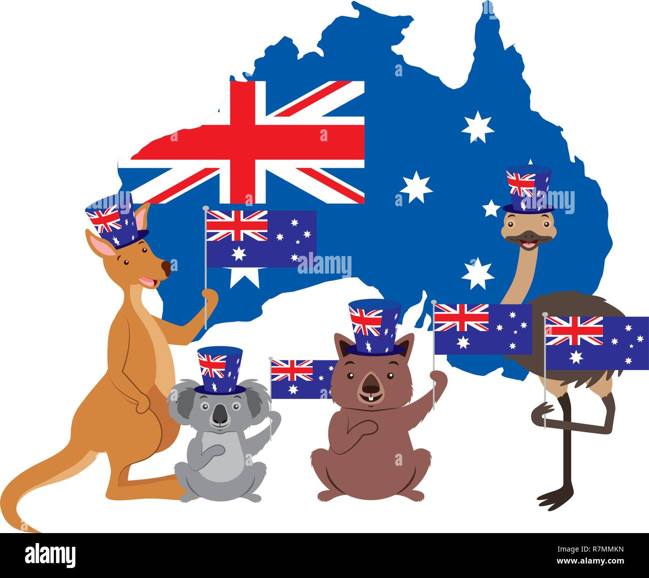 Känguru koala Wombats und die Wwu australische Flagge