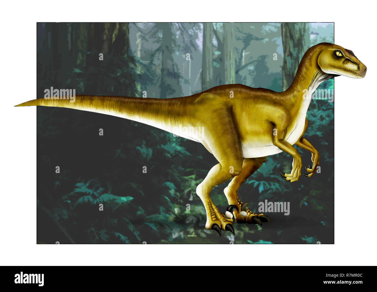 Velociraptor Dinosaurier Abbildung Hand gezeichneten Comic Stil Stockfoto