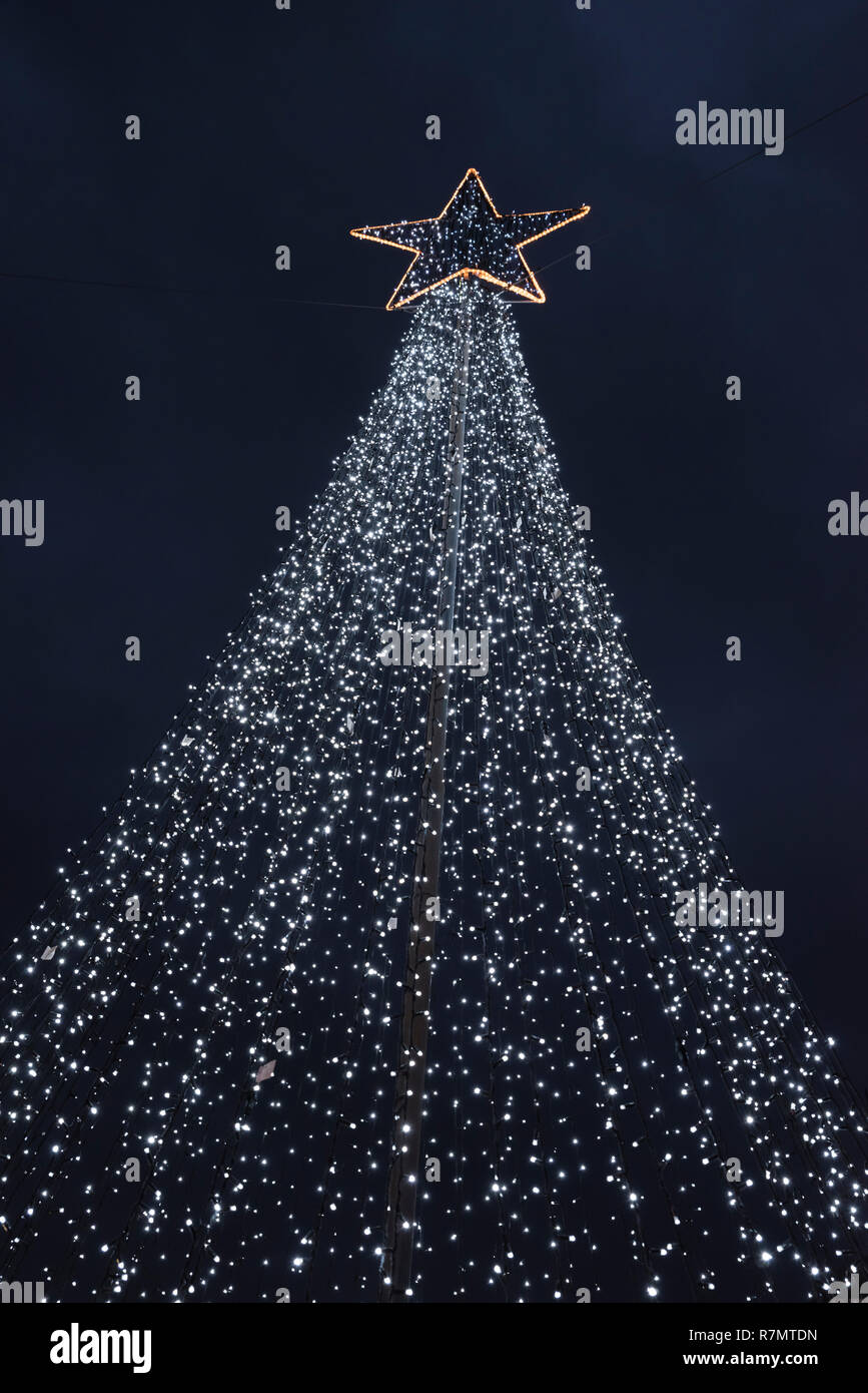 Stern und Licht Trail in der Weihnachtsbeleuchtung, Stratford-upon-Avon Stockfoto