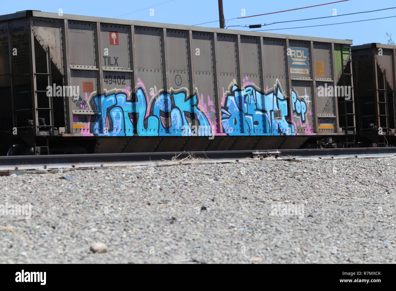 Box Car mit Kunst Graffiti Stockfoto